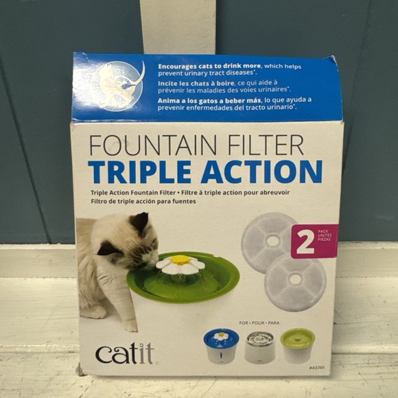 Catit 2.0 Triple Action Flower Fountain Replacement Water Softening Filter 43745 - Picture 1 of 2